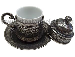 Eskitme Türk Kahvesi Fincanı (Mat Siyah) Klasik