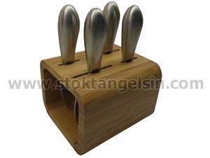 Peynir Bıcak Seti (Bambu Bıçaklık ve 4 Paslanmaz Peynir Bıçağı)